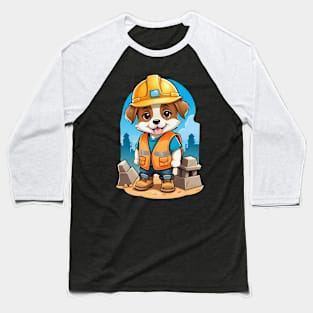 Cute Construction Dog Baseball T-Shirt